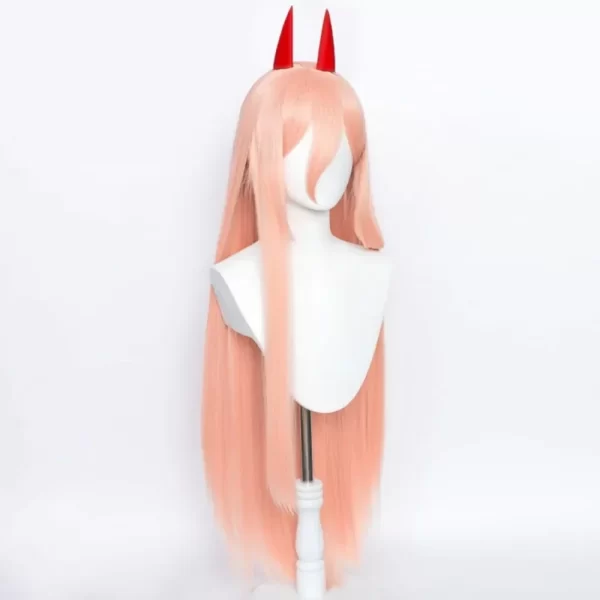 anime chainsaw man makima power cosplay wig long orange pink heat resistant synthetic hair party role play halloween wig