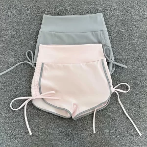 women's drawstring sports shorts for summer; lightweight quick drying casual hot pants for fitness; sexy high waisted hip liftin