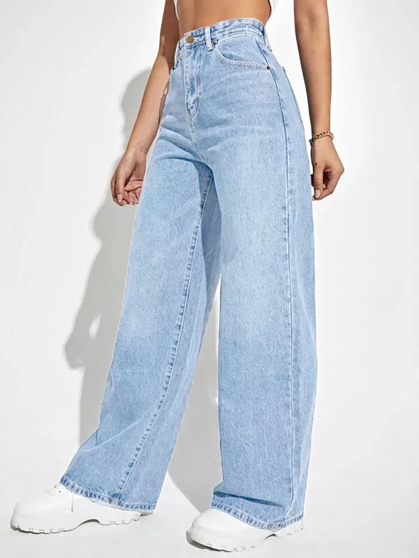 2024 new women's wear european and american loose denim wide leg pants slimming high waist all match jeans for women