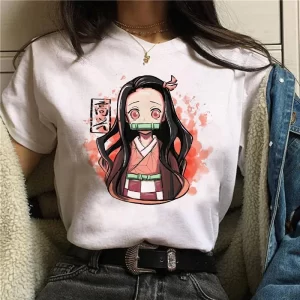 demon slayer t shirt women kimetsu no yaiba nezuko tshirt female tanjirou kamado graphic tee shirt japanese anime manga t shirt