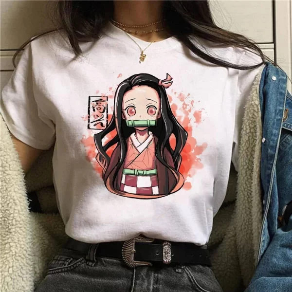 demon slayer t shirt women kimetsu no yaiba nezuko tshirt female tanjirou kamado graphic tee shirt japanese anime manga t shirt