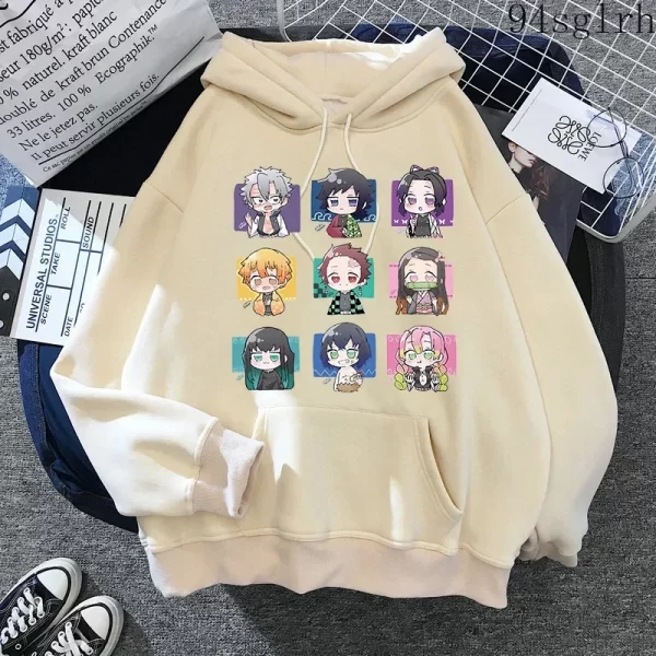 cute nezuko anime print hoodies women demon slayer manga sweatshirts tanjiro kimetsu no yaiba hoodie harajuku streetwear clothes