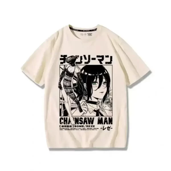 anime t shirt women chainsaw man manga graphic cotton short sleeve tee plus size women tops summer streetwear