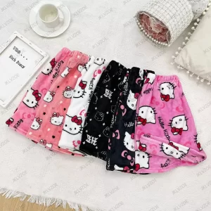 2025 summer new hello kitty printed women's pajama short pants anime loose shorts cartoon couple leisure home short trousers