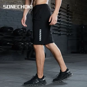 new black running shorts men striped printing loose basketball sport gym breathable shorts fitness training workout bottom male