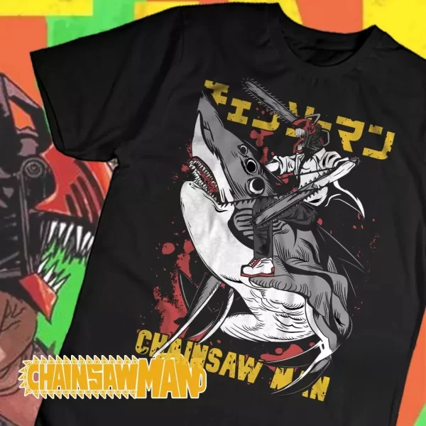 chainsaw man japanese anime cotton pattern printed short sleeve t shirt retro men women kids casual loose streetwear top tees