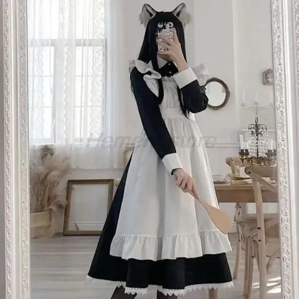 women's classic lolita maid dress vintage inspired women's outfits cosplay anime girl black long sleeve dress s 3xl