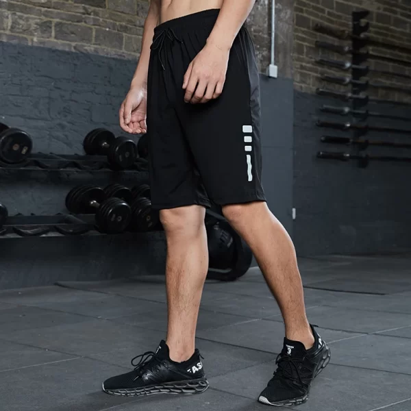 new black running shorts men striped printing loose basketball sport gym breathable shorts fitness training workout bottom male