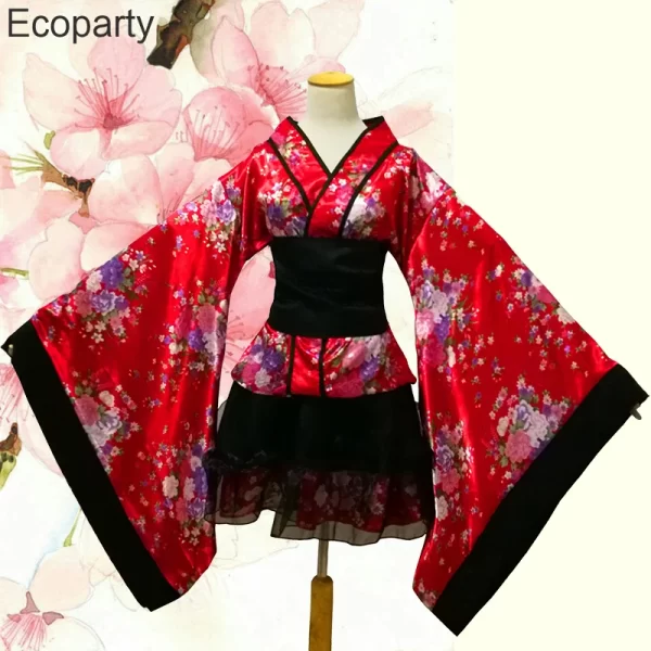 women sexy japanese kimono set fancy girls lolita maid dress halloween stage show garnidelia performance dance costume for women