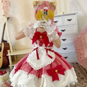 anime lolita jsk mini dress set women sweet magic star bow ruffles princess cosplay costumes party dresses girls cute maid dress