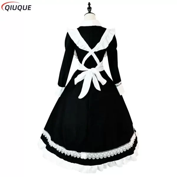women maid outfit lolita dress cute kawaii cafe costume black white men uniform long apron dress mucama cosplay costume