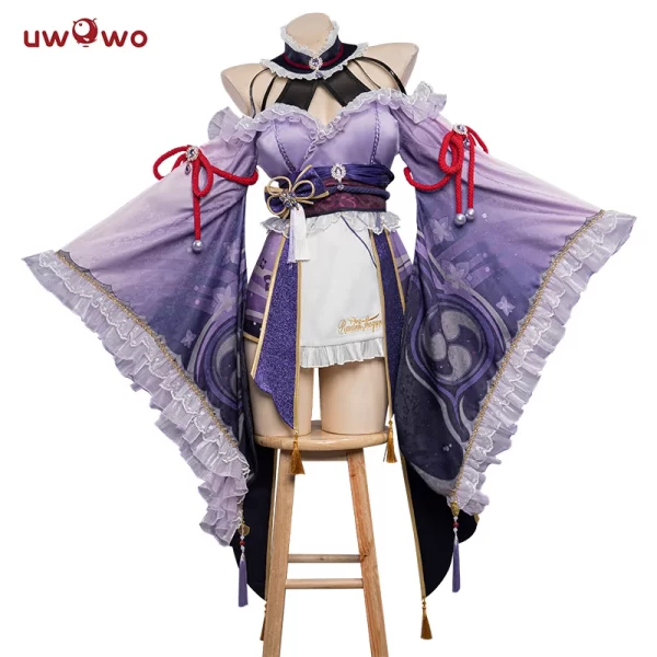 last batch uwowo raiden shogun cosplay maid costume genshin impact fanart: raiden shogun ei/baal kimono maid dress halloween cos