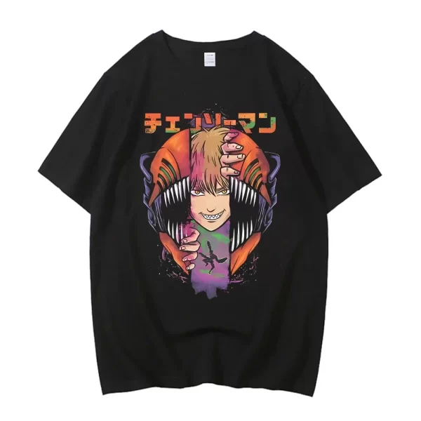 chainsaw women t shirt teen colorful aesthetic t shirt digital korean clothes gothic 2000s aesthetic anime women clothing y2k