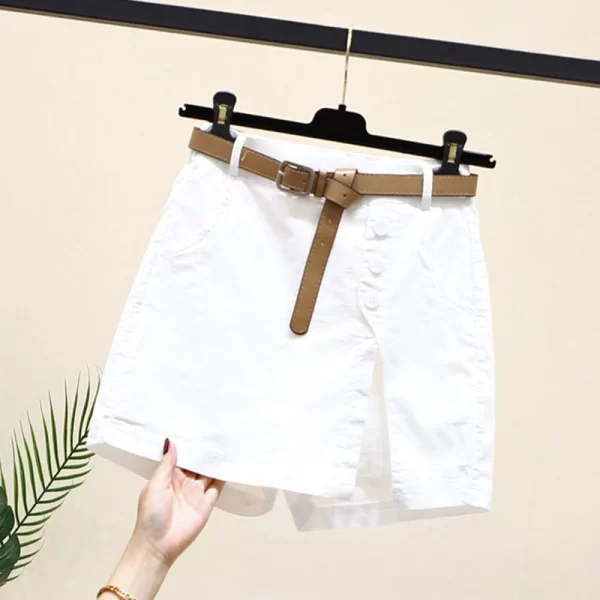 chic shorts women belt korean solid buttons side slit a line streetwear fashion skirts chic harajuku summer loose pants