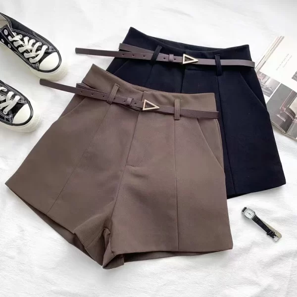 itoolin casual women's shorts a line high waist short chic office lady shorts with belted vintage female trousers spring summer