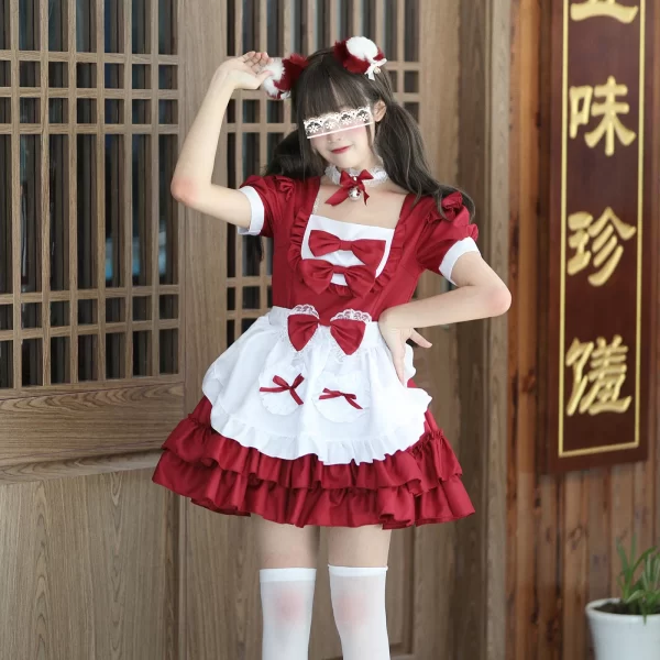halloween party cosplay anime clothing lolita pink maid dress japanese sweet women dress role play costume