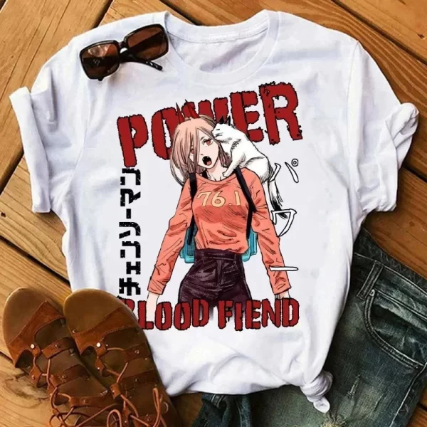 japanese anime chainsaw fashion pattern printed t shirt women's cotton casual round neck harajuku plus size unisex model t shirt