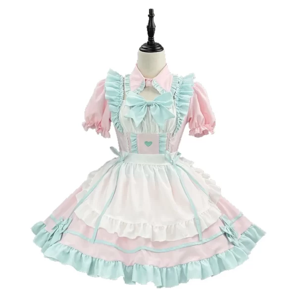 anime s 5xl sweet cute lolita maid dress cosplay costume pink blue girl woman maid dress party coffee shop costumes rainbow girl