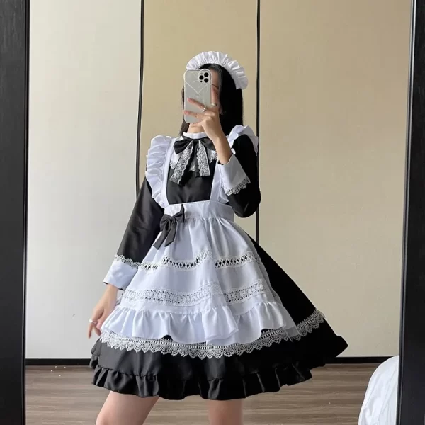 british long sleeved maid costume cosplay outfit japanese uniform cute short dress plus size maid dress dirt resistant