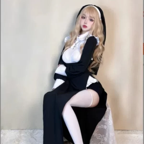cosplay nun costume sexy cross dressing nurse costume niche halloween maid plus size tight fitting robe internet famous style