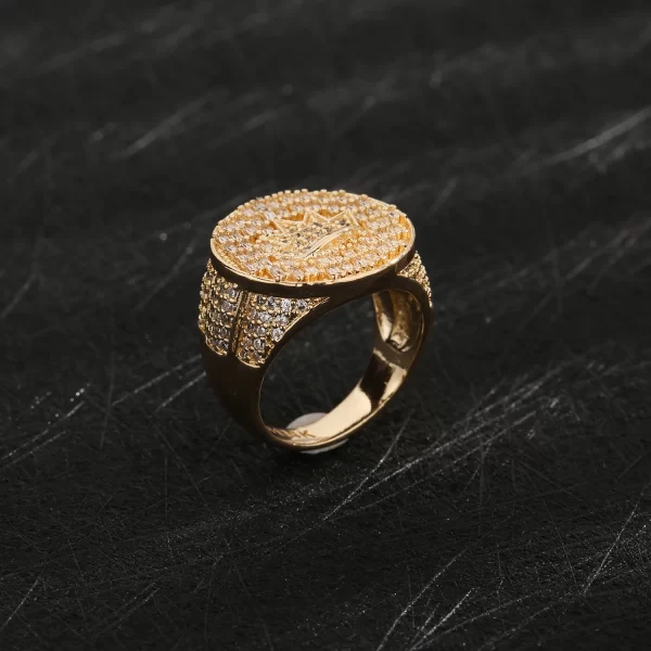free shipping item original fashion men's ring 14k gold plated copper size 8 10 pure zirconia sparkling ring