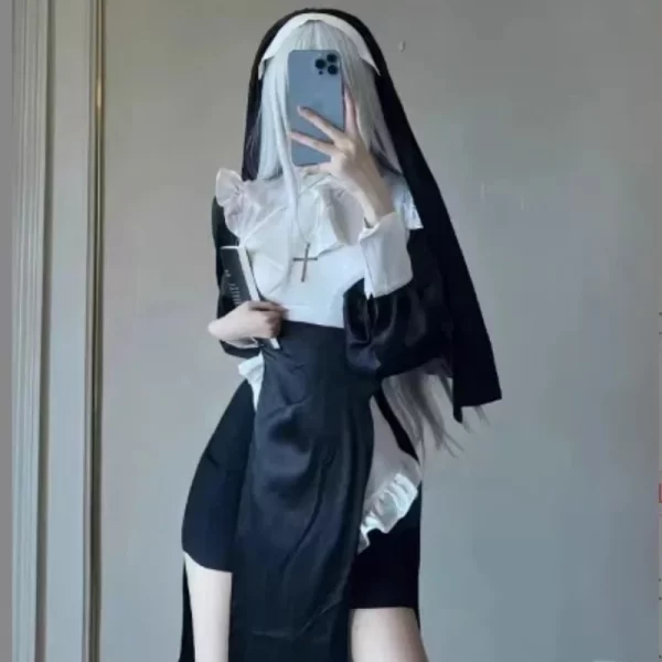 cosplay nun costume sexy cross dressing nurse costume niche halloween maid plus size tight fitting robe internet famous style