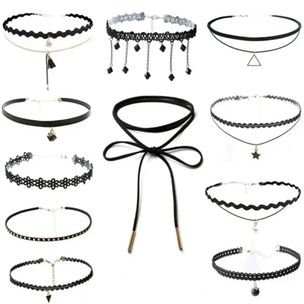 women's fashion lace choker necklace velvet star triangle flower gothic punk style birthday gift