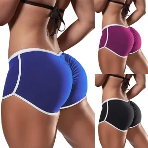 summer low waist elasticated fold women's sport shorts sexy mini skinny style for training and gym fitness