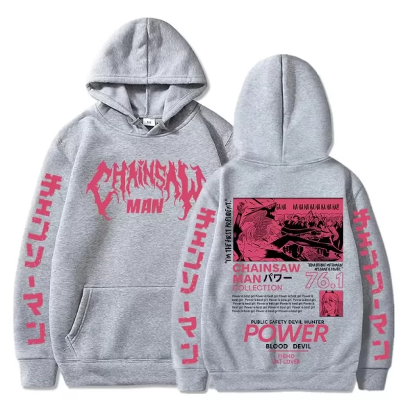 men women plus size sweatshirt chainsaw man anime hooded power graphic print hoodie harajuku autumn winter fleece pullover