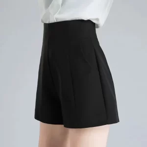 women spring summer a line shorts casual high waist loose wide leg chiffon shorts chic lady white black suit shorts high quality