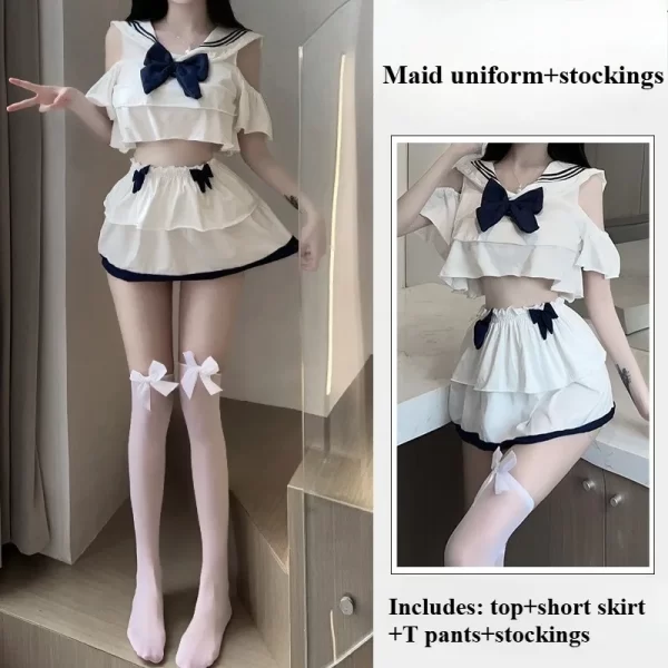 ladies' sexy lingerie sexy maid uniform hollow out hot no take off seductive suit bed hot flirting role playing uniform