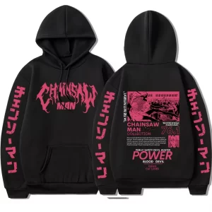 men women plus size sweatshirt chainsaw man anime hooded power graphic print hoodie harajuku autumn winter fleece pullover