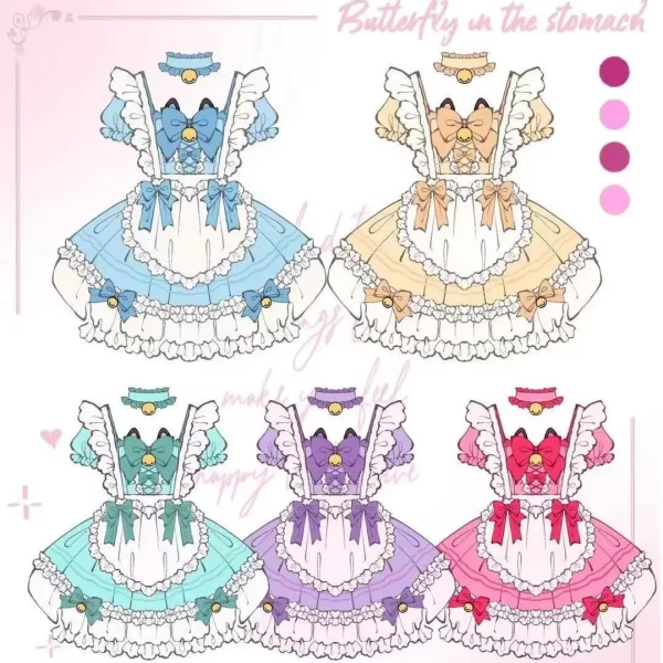 anime lolita jsk mini dress set women sweet magic star bow ruffles princess cosplay costumes party dresses girls cute maid dress