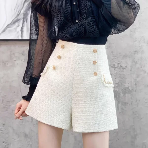 itoolin women tweed high waist short button vintage a line shorts casual office shorts women chic trousers 2025 spring summer