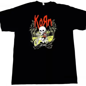 korn skull rider design t shirt black cotton size s 5xl vintage washed soft comfortable slightly unisex breathable fashion