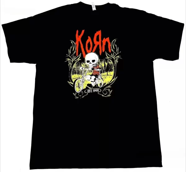 korn skull rider design t shirt black cotton size s 5xl vintage washed soft comfortable slightly unisex breathable fashion