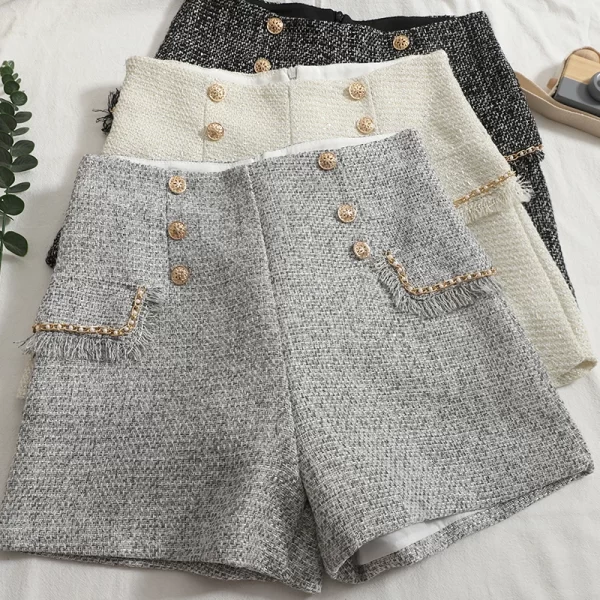 itoolin women tweed high waist short button vintage a line shorts casual office shorts women chic trousers 2025 spring summer