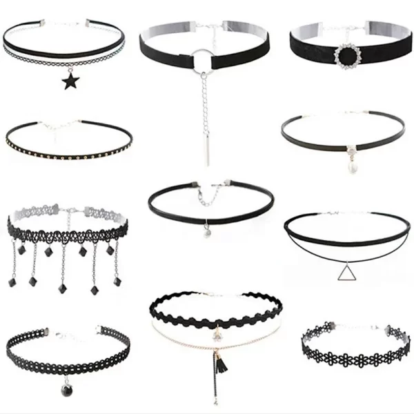 women's fashion lace choker necklace velvet star triangle flower gothic punk style birthday gift
