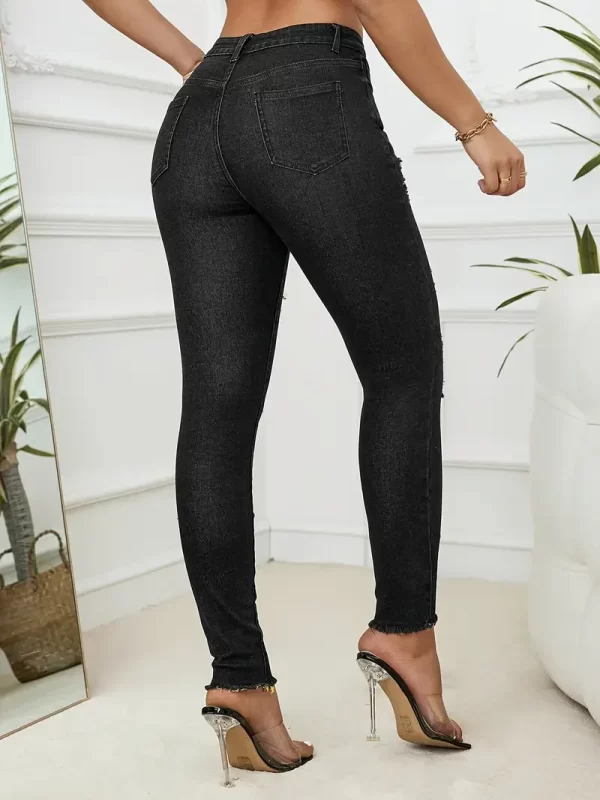 2024 summer new women's ripped jeans fashionable high stretch skinny denim pencil pants slim comfortable knit jeans s 2xl