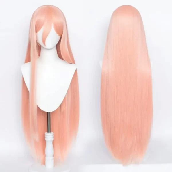 anime chainsaw man makima power cosplay wig long orange pink heat resistant synthetic hair party role play halloween wig