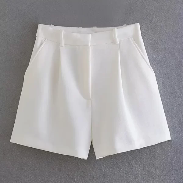 traf female shorts black pink shorts woman summer 2024 pleated baggy white shorts for women casual high waist short pants