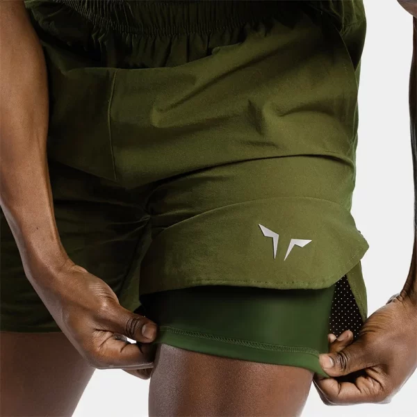 double deck fitness sports shorts men summer slim quick drying breathable woven shorts men's sweatpants training gym clothing