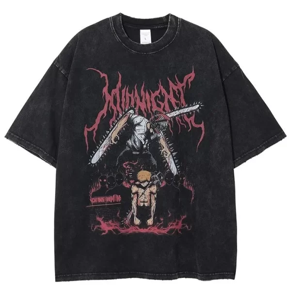 hot anime chainsaw man hayakawa aki graphic tee men women washed cotton tshirts casual t shirt harajuku male vintage t shirt