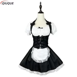 women maid outfit lolita dress cute kawaii maid costume black white tunic dress uniform cosplay costume s 5xl