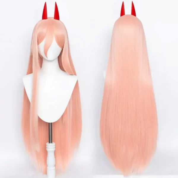 anime chainsaw man makima power cosplay wig long orange pink heat resistant synthetic hair party role play halloween wig
