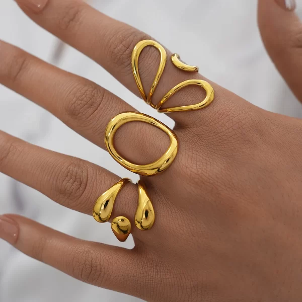 fashion minimalist large rings for women stainless steel gold plated waterproof hip hop women's finger ring aesthetic jewelry