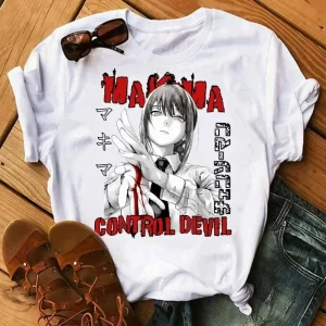 japanese anime chainsaw fashion pattern printed t shirt women's cotton casual round neck harajuku plus size unisex model t shirt