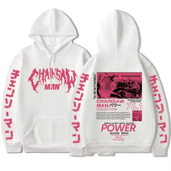 men women plus size sweatshirt chainsaw man anime hooded power graphic print hoodie harajuku autumn winter fleece pullover