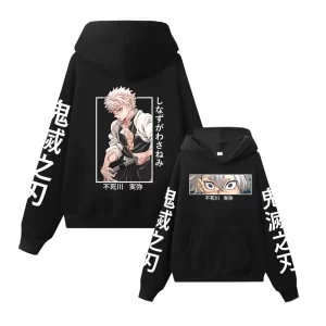 sanemi shinazugawa anime hoodie unisex pullover fleece comfortable soft hooded sweatshirts demon slayer manga printed streetwear
