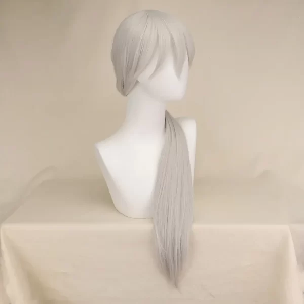 anime chainsaw man quanxi cosplay silver long wig eyes patch halloween party role play heat resistant fiber hair